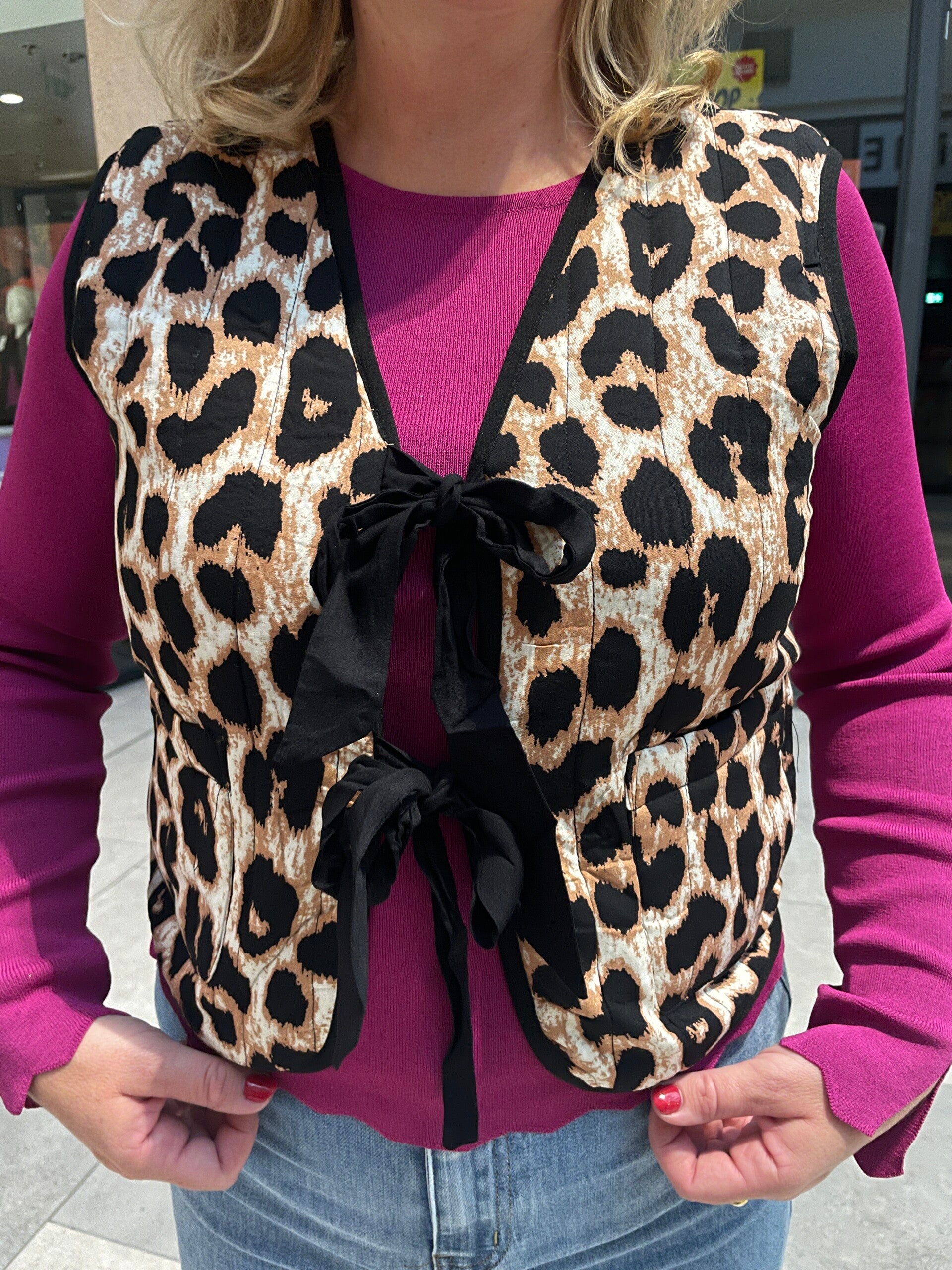 Gilet Panterprint - Zwart, beige