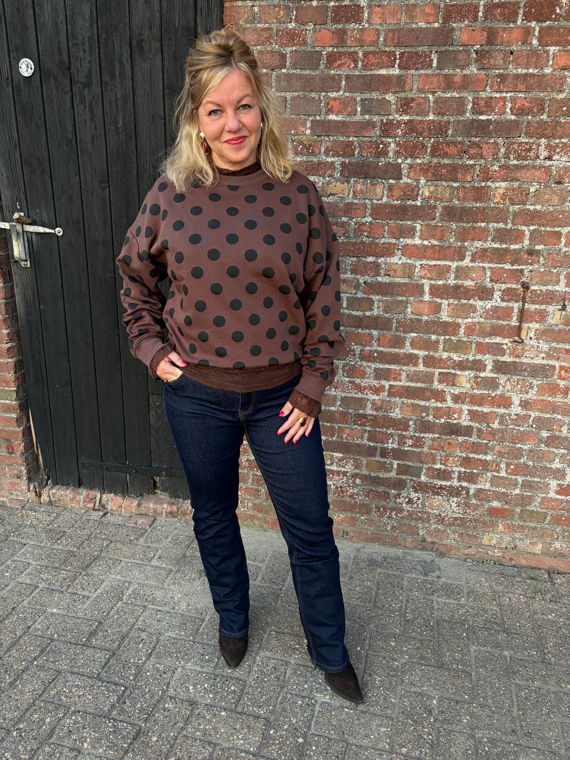 Trui Polkadots - Bruin, zwart