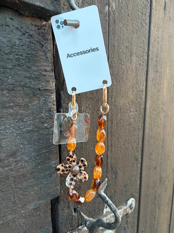 Telefoonketting Flower - Bruin