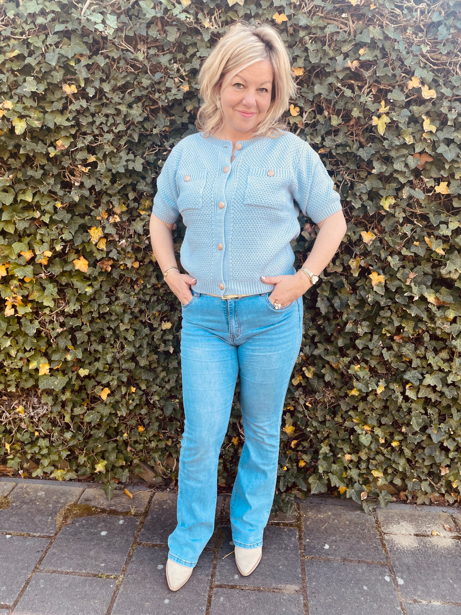 Vest Azzurro Korte mouw - Blauw