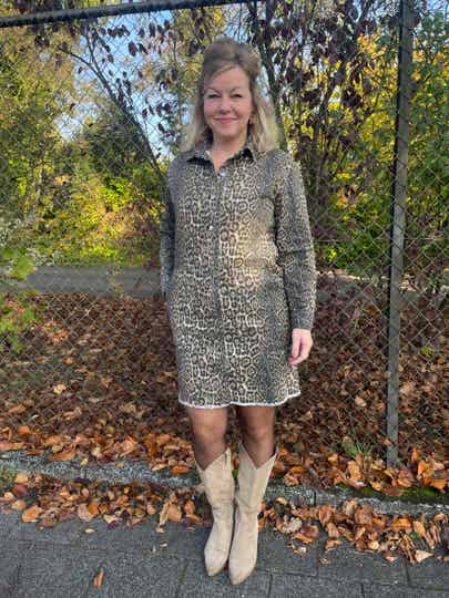 Jeansjurk Azzurro Leopard - Bruin