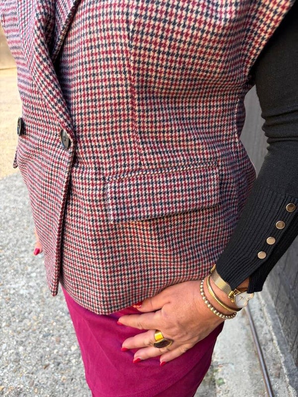 Gilet Azzurro Ruit - Bordeauxrood