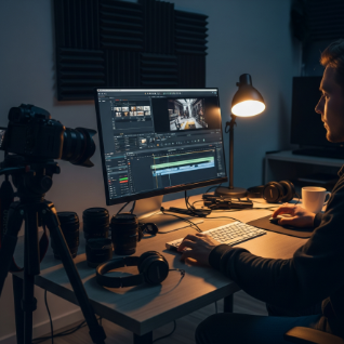 This is a picture that depicts a video editor editing for a client