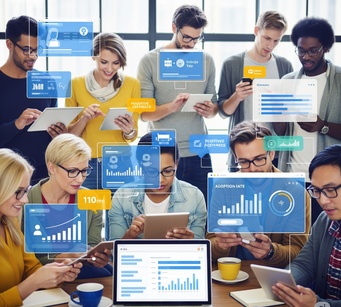 This is a picture that depicts users adopting and utilizing their technology and solutions to enhance productivety and ROI