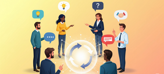banner is for a "Communication Skills Workshop," showing a speech bubble with two heads and a list of benefits.