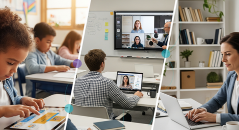 An illustration in a modern, flat-design style showing a diverse group of people collaborating on a large jigsaw puzzle in an open-plan office.