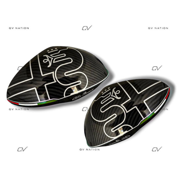 QVNATION CUSTOM Replacement carbon GTAm style mirror caps for Alfa Romeo Giulia / Stelvio