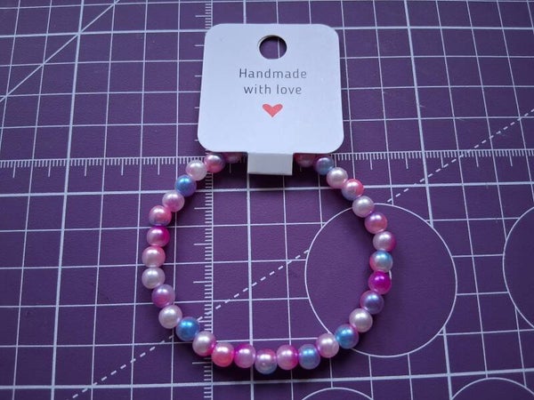 Pink, white and Blue Stretch Bracelet