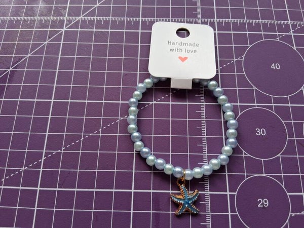 Blue/Green Stretch Bracelet with Starfish Charm