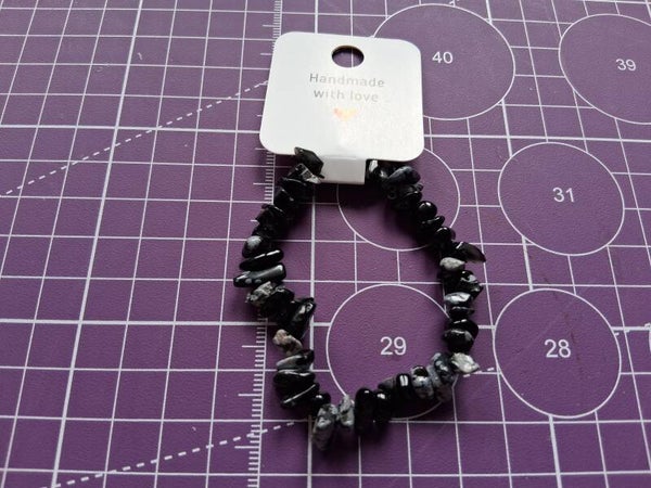 Black Stone Stretch Bracelet