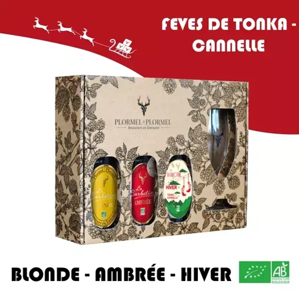 Coffret cadeau Noël - bières de dégustation - 3x33cl + un verre