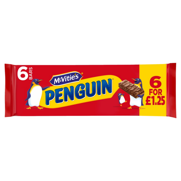 McVitie's Penguin Milk Chocolate Biscuit Bars Multipack 6 bars 148g