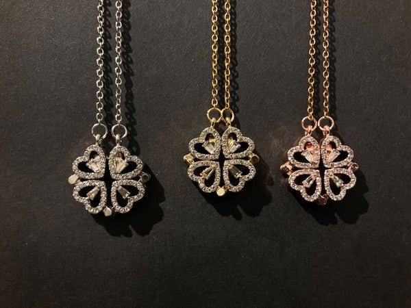 Heart / lucky clover necklace with magnet