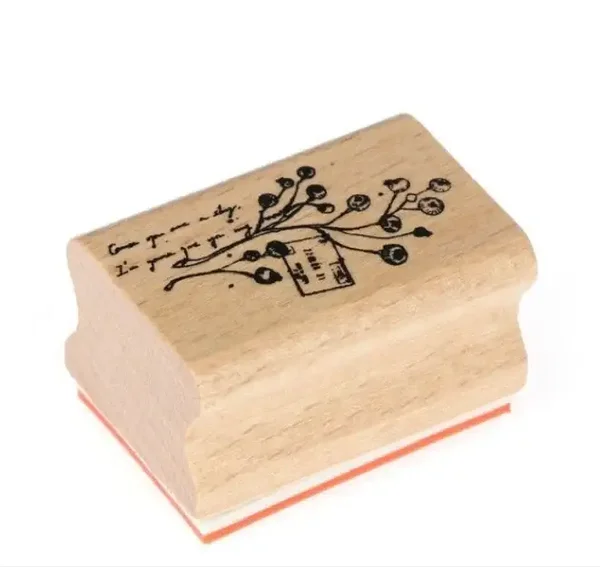 Houten stempel | Plantenstengel met Knoppen | 4 x 3 cm