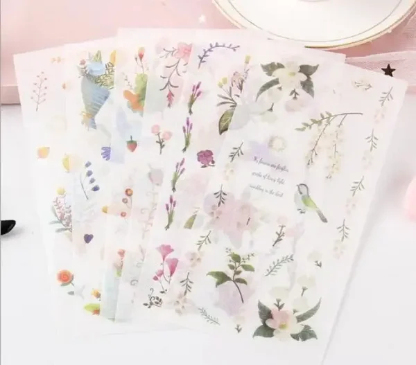 6 vellen washistickers | Bloemen en Takjes