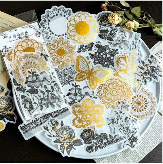 Grote Washistickers | Vlinders en Ornamenten | Zwart met Goud