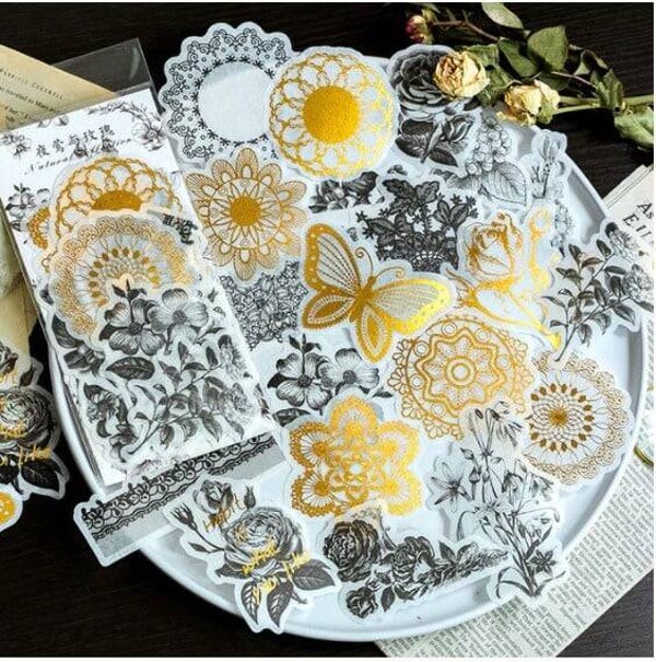 Grote Washistickers | Vlinders en Ornamenten | Zwart met Goud