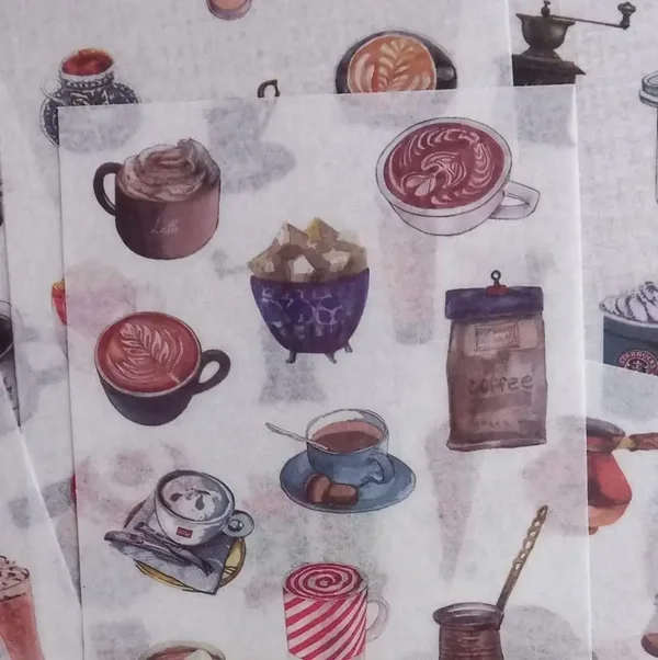 6 vellen washistickers | Koffie