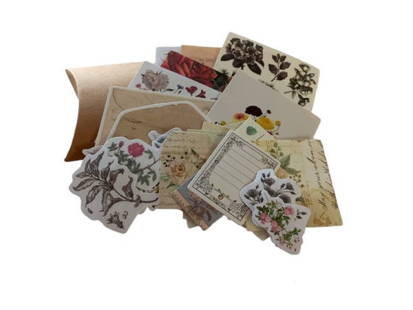 30-delig papier- en stickerset | Thema botanica