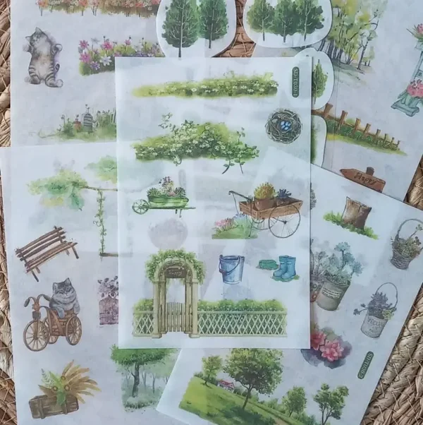 6 vellen washistickers | Stickers rond het thema Tuin