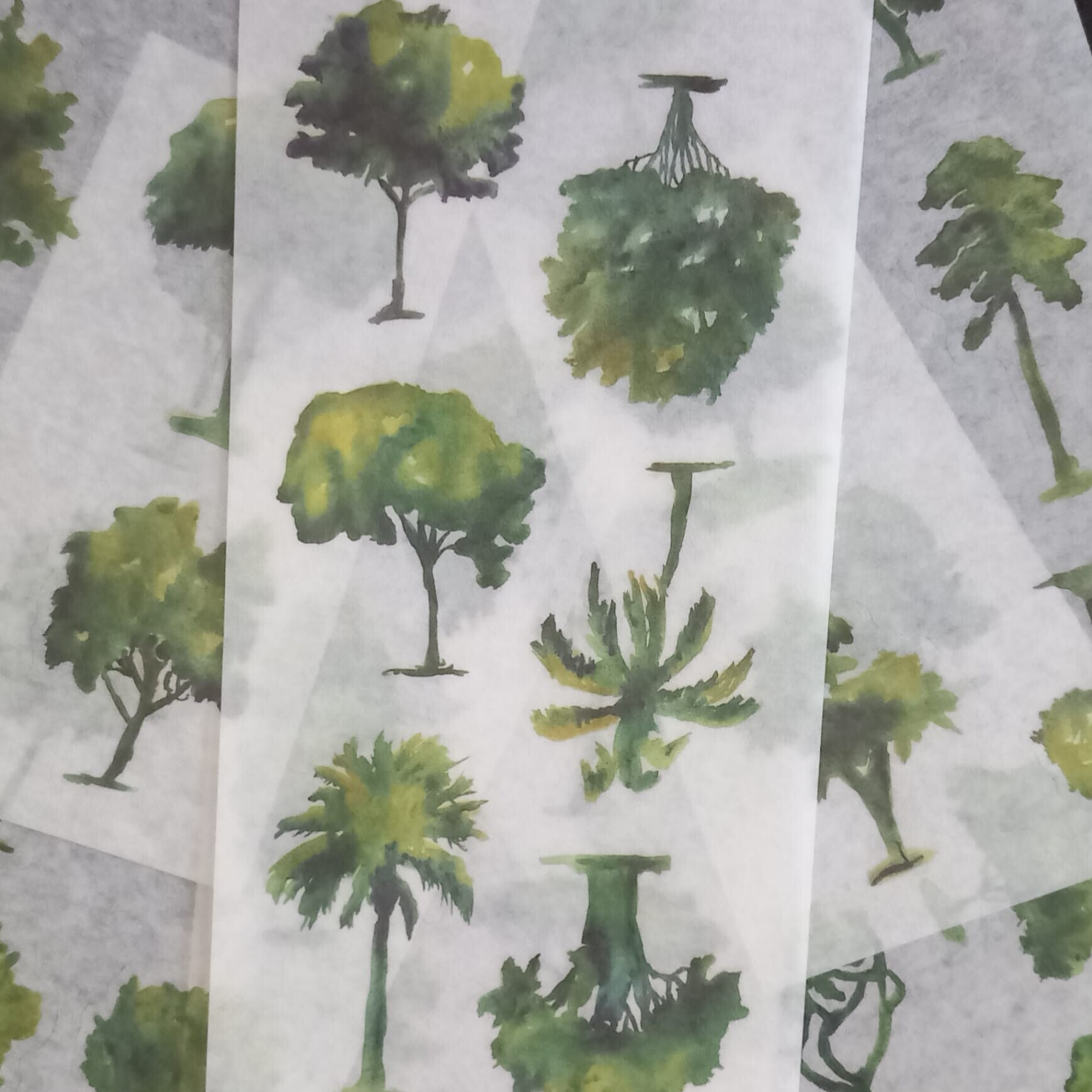 6 vellen washistickers | Bomen
