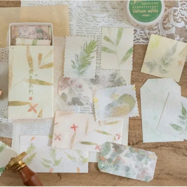 Doosje papier | Bloemen in groene tinten