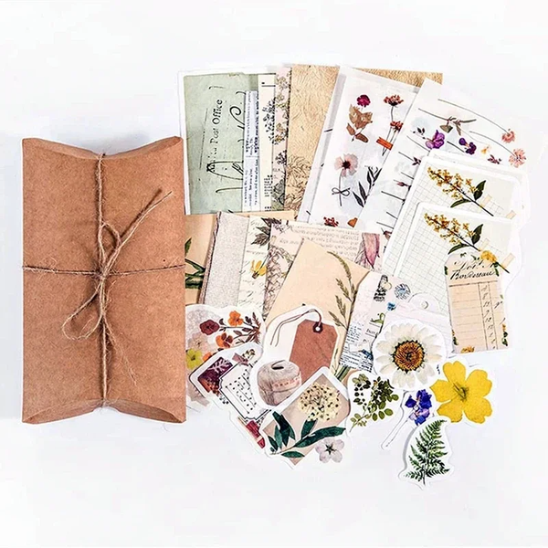 30-delig papier- en stickerset | Thema zomerse bloemen