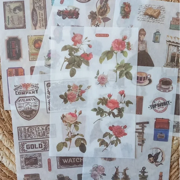 6 vellen washistickers | Vintage Stickers