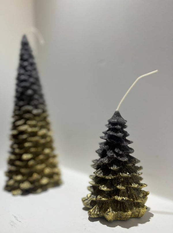 Kerstboom Candle Zwart met Goud maat S