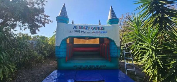 Turret castle 4.1m × 4.1m  Suits 1-12 year olds  $170 (8 hours) $220 ( over night