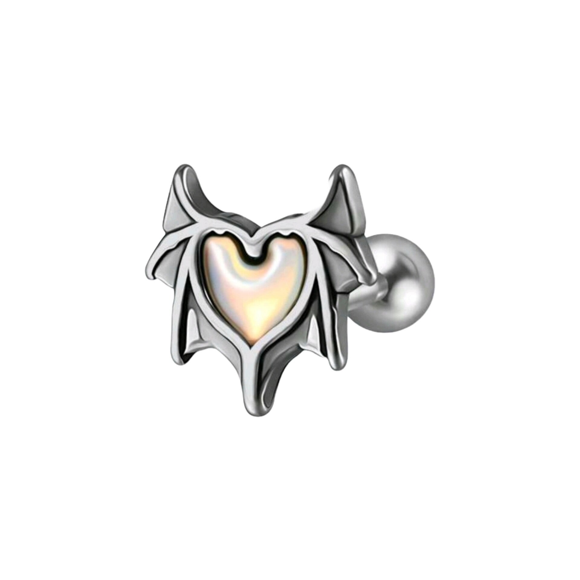 Batwing colour change heart barbell