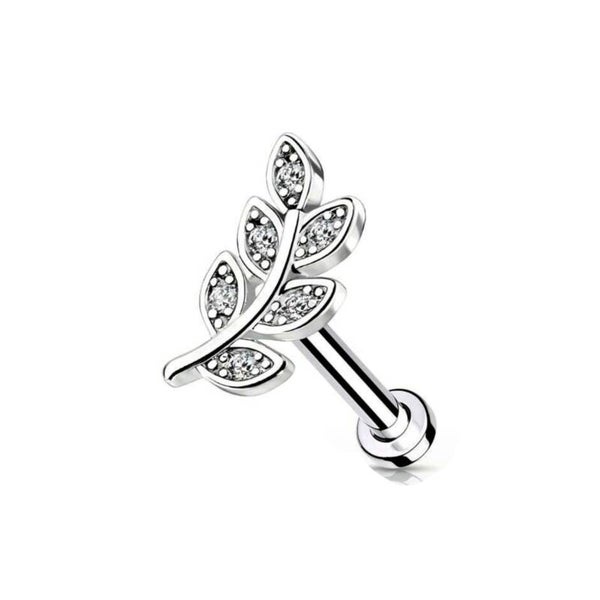 Leaf detail diamond labret