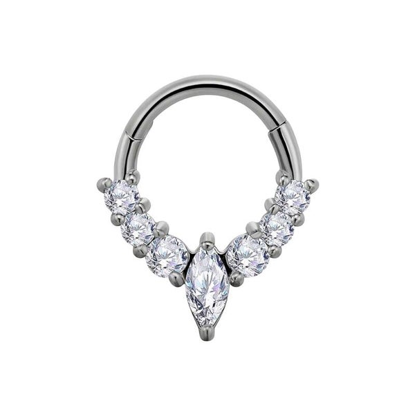 Teardrop diamond cluster clicker rings