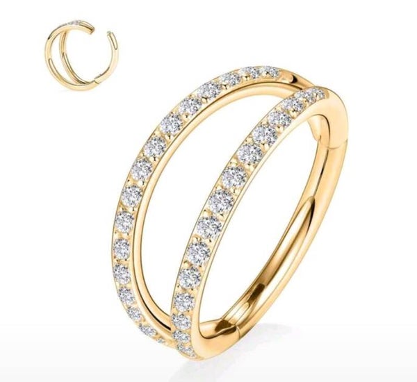 Double loop diamond hinged ring