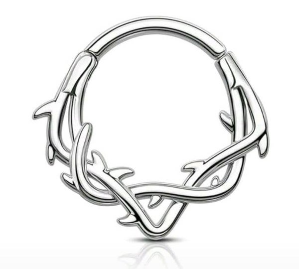 Antler/thorn silver hoop