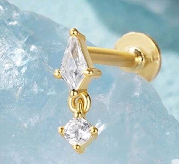 925 sterling silver labret gold stud