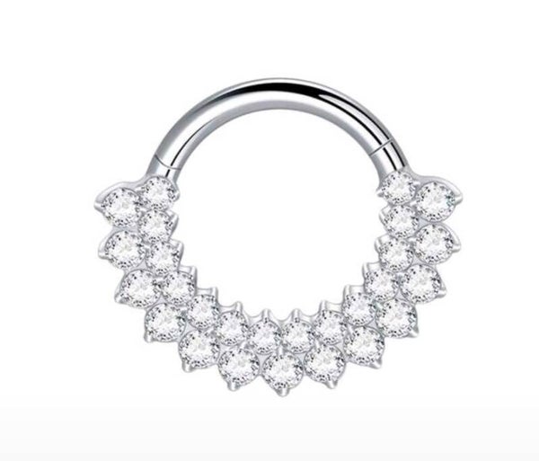 Titanium multi diamond clicker ring