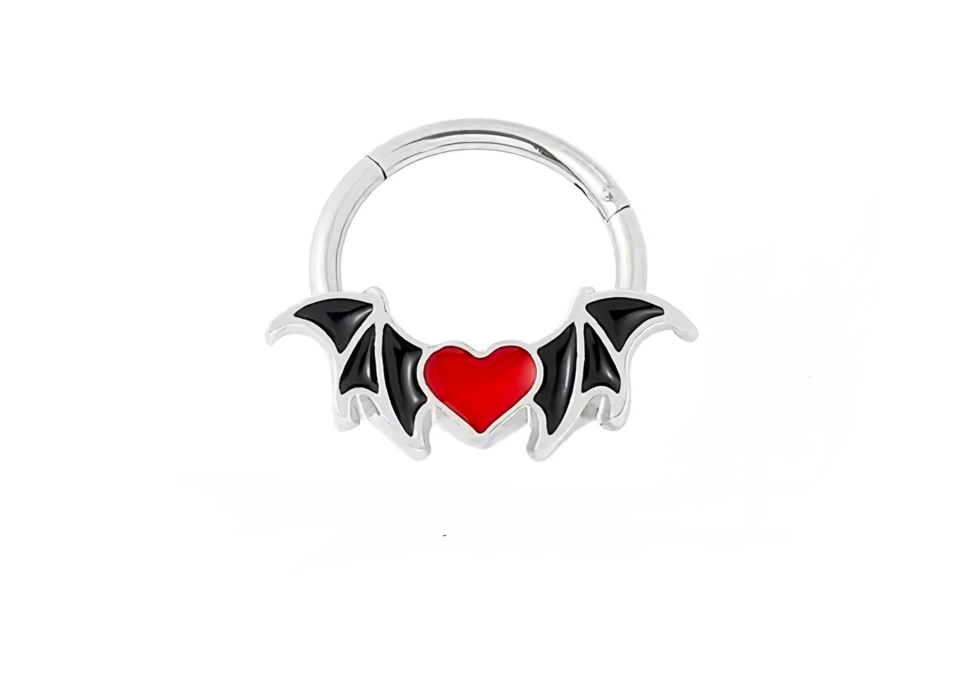 Heart bat wing clicker ring
