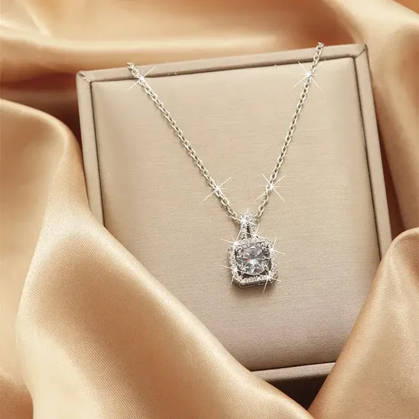 Micro Incrusté Zircon Carré Diamant Collier