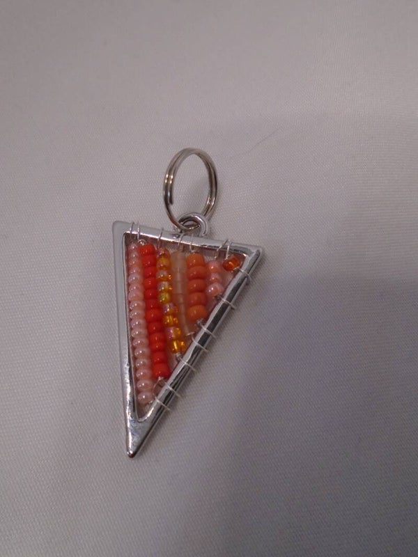Beaded keychain - orange triangle