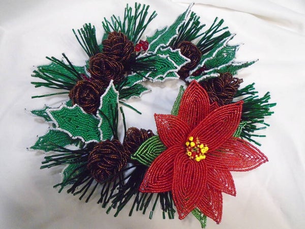 Beaded mini-wreath