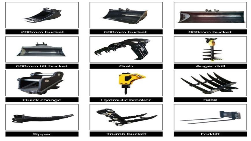 ACCESORIOS MINIEXCAVADORAS DE 0.8 TN A 1.5TN