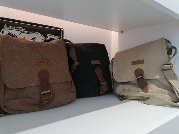 Sac à dos jeans et cuir