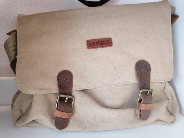 Sacoche bandouilière jeans et cuir