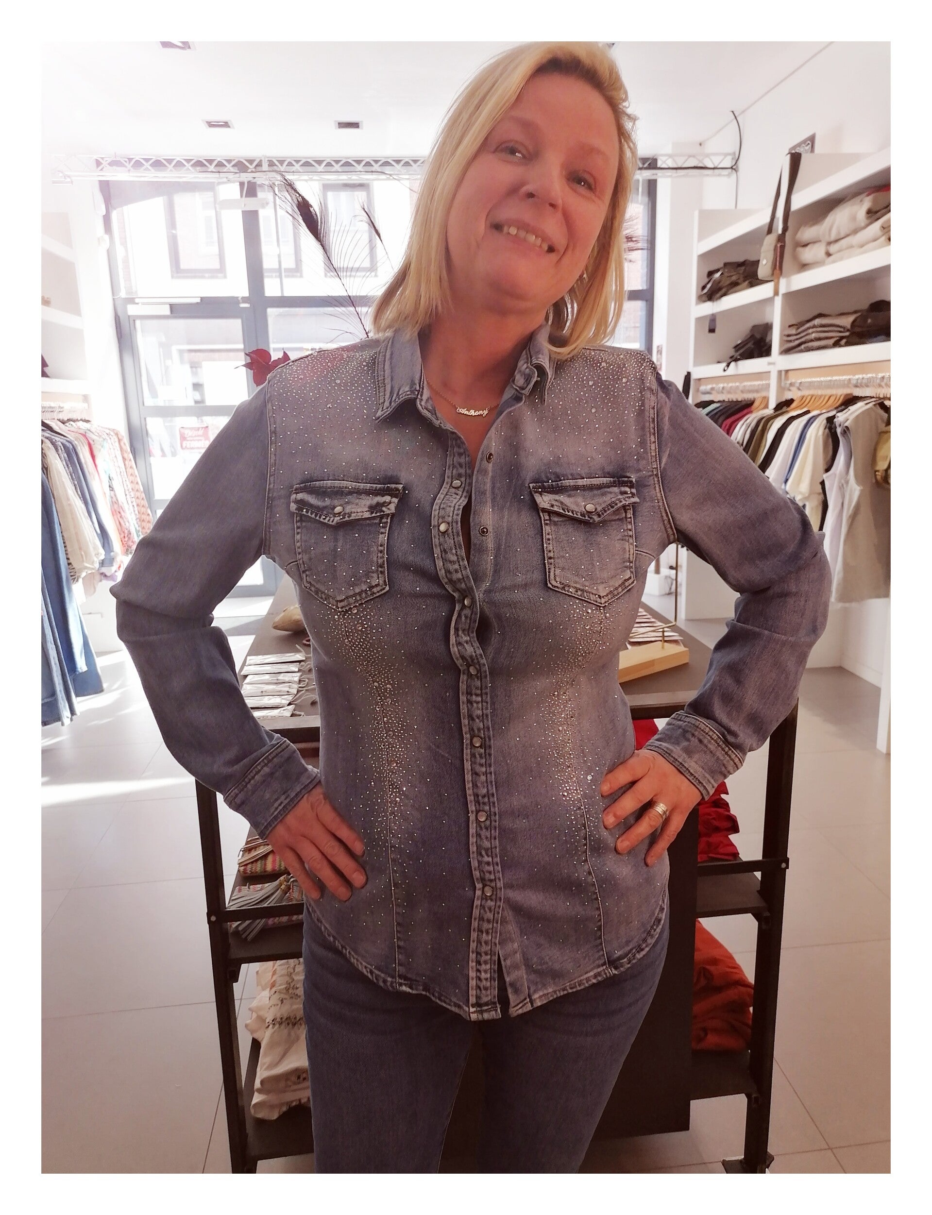 chemise jeans paillette