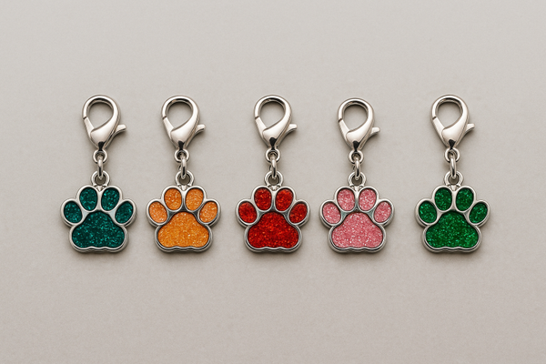 Glitzer Pfoten-Anhänger für Hunde & Katzen – Schlüsselanhänger, Charm & Schmuckaccessoire