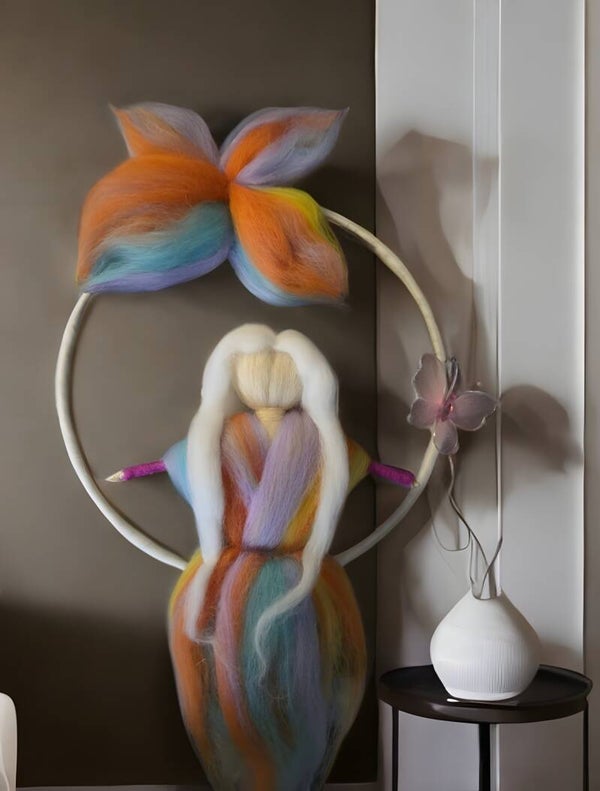 Schmetterlingshüterin – handgefilzter Türkranz im Waldorfstil