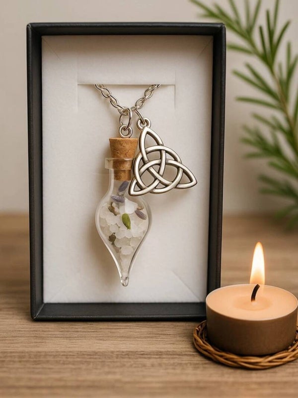 Ritual Salz Phiole Weisheit – Handgefertigtes Amulett für Intuition & innere Klarheit
