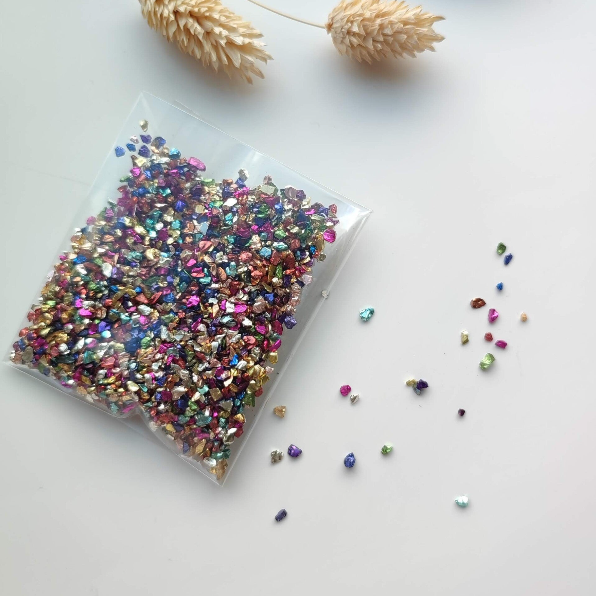Zakjes met decoratiesteentjes (chrushed glass) Mixed 2