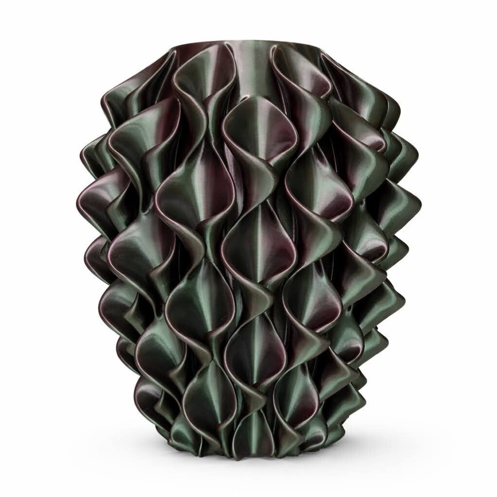 Ruffle Vaas - Galaxy groen/paars (3D printed)